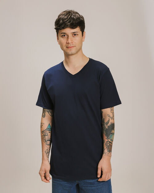 Playera Azul Cuello V